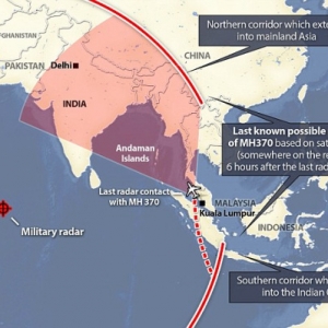 失联客机最后去向航线图曝光 聚焦两走廊地带