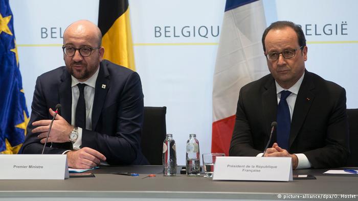 Belgien Brüssel Francois Hollande und Charles Michel bei Pressekonferenz