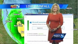 尴尬：主持人直播天气预报 跳出Windows升级窗口